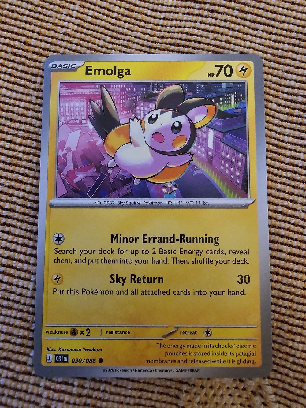 Common Emolga card (#030/086) from the ME04: Chaos Rising set